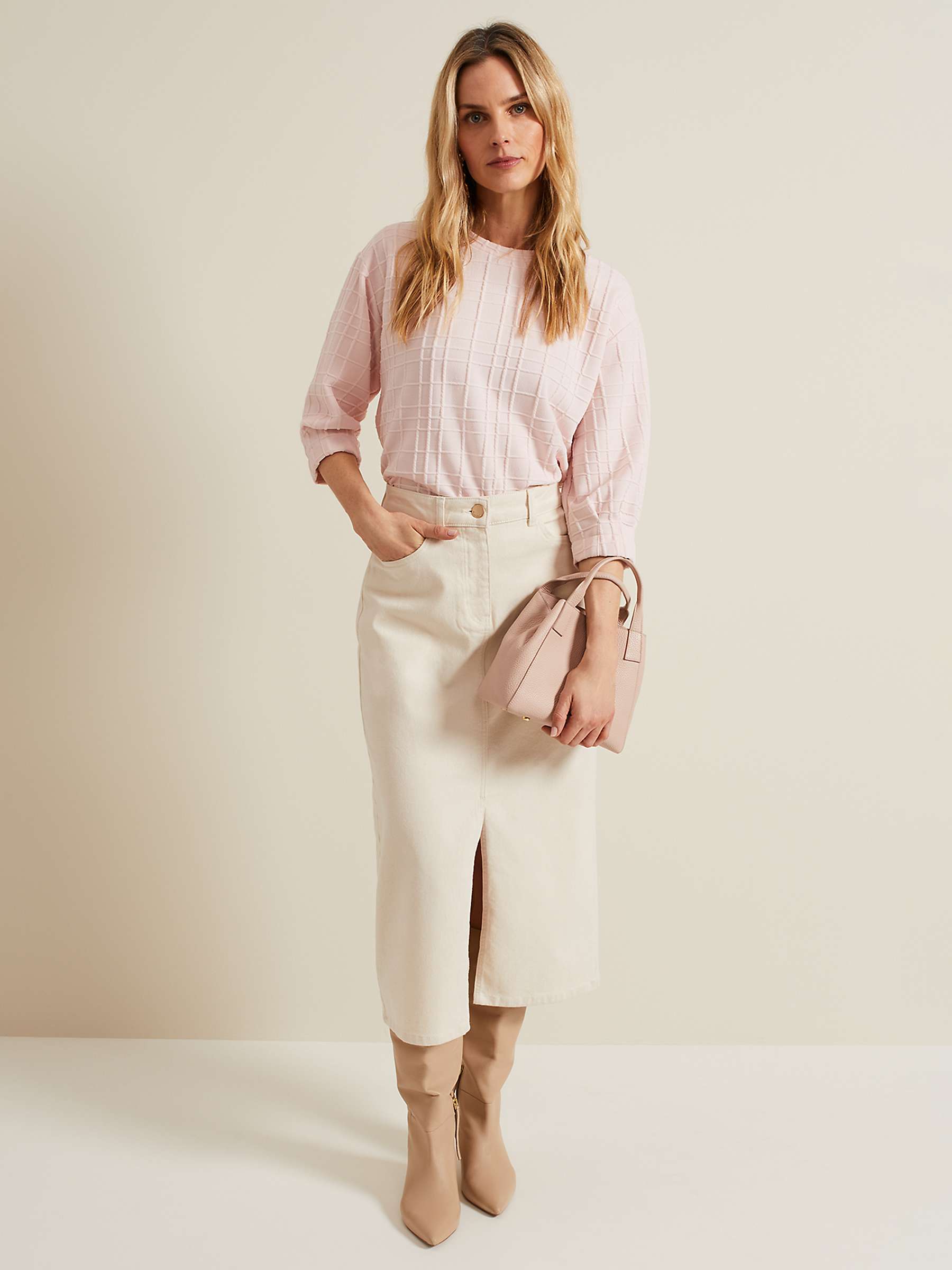Buy Phase Eight Tracy Check Textured Top, Pink Online at johnlewis.com