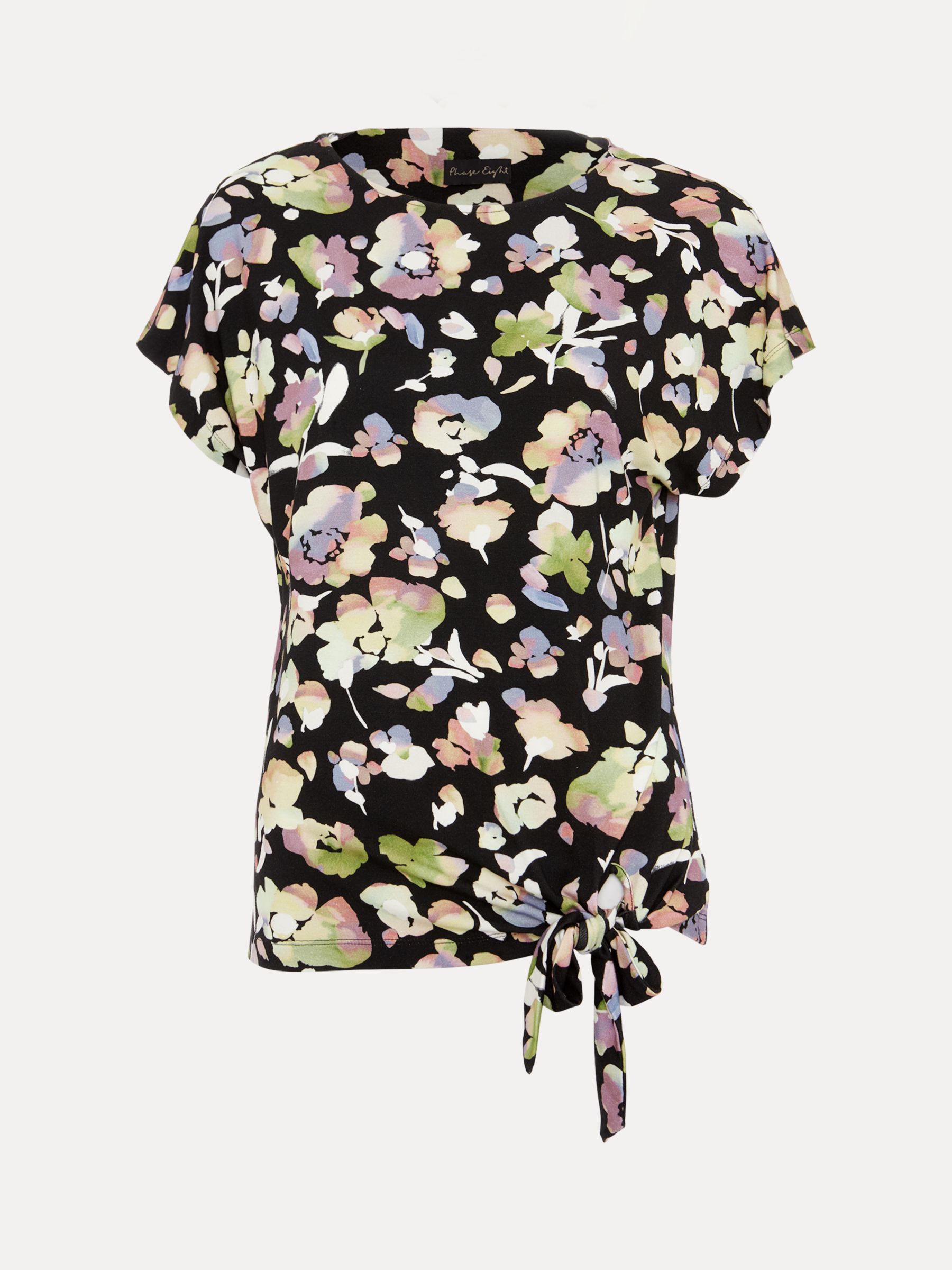 Buy Phase Eight Maddie Watercolour Floral Print Top, Black/Multi Online at johnlewis.com