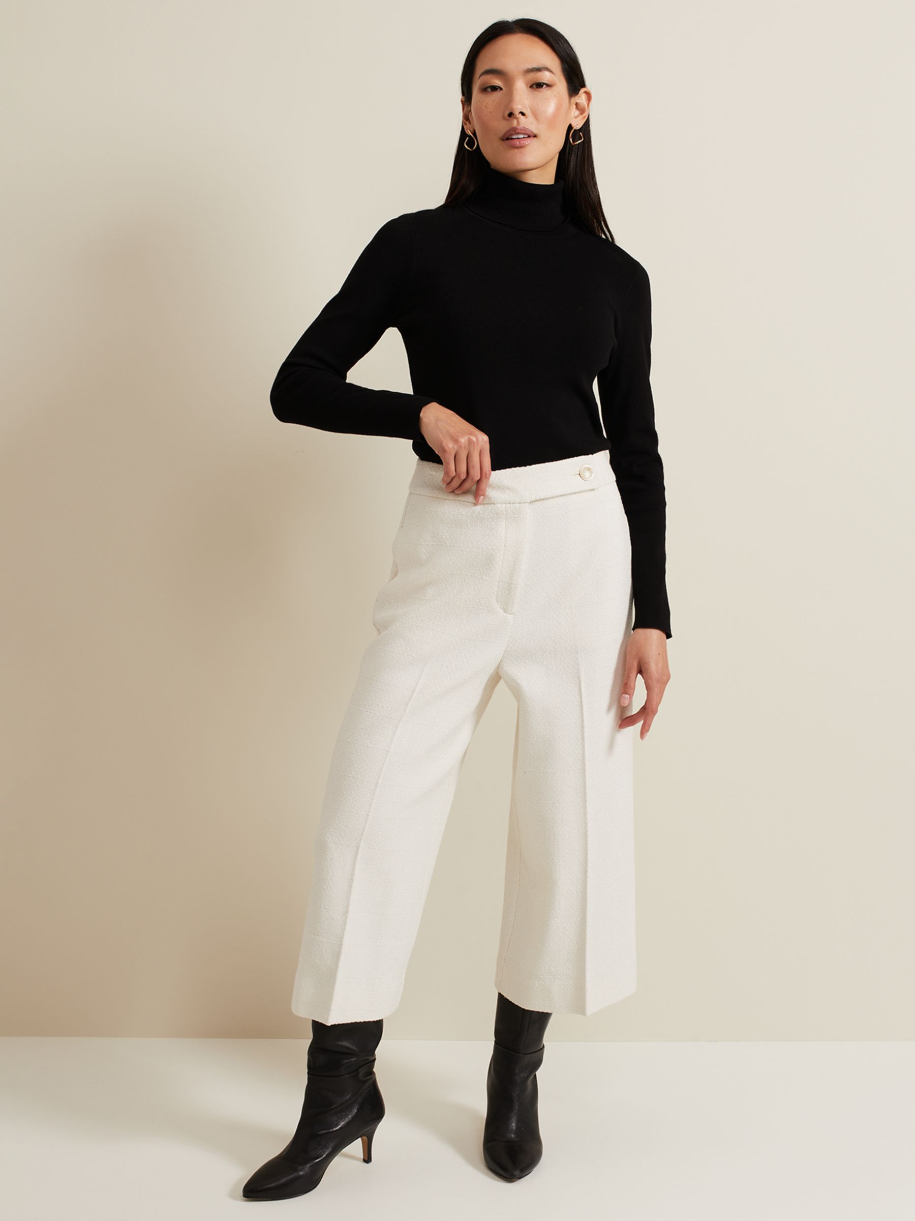 Buy Phase Eight Ripley Textured Culottes, Ivory Online at johnlewis.com