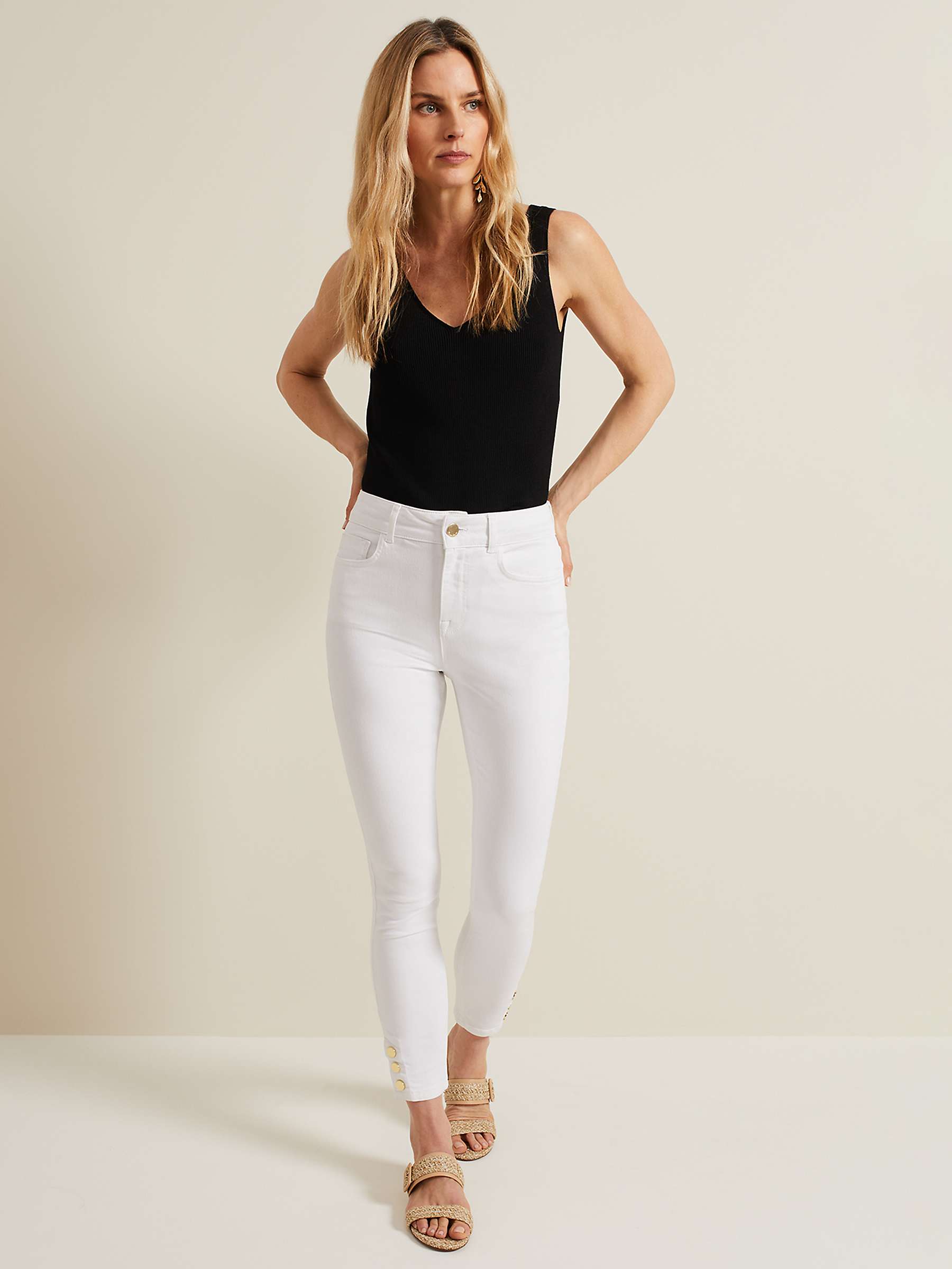 Buy Phase Eight Joelle Button Detail Skinny Jeans, White Online at johnlewis.com