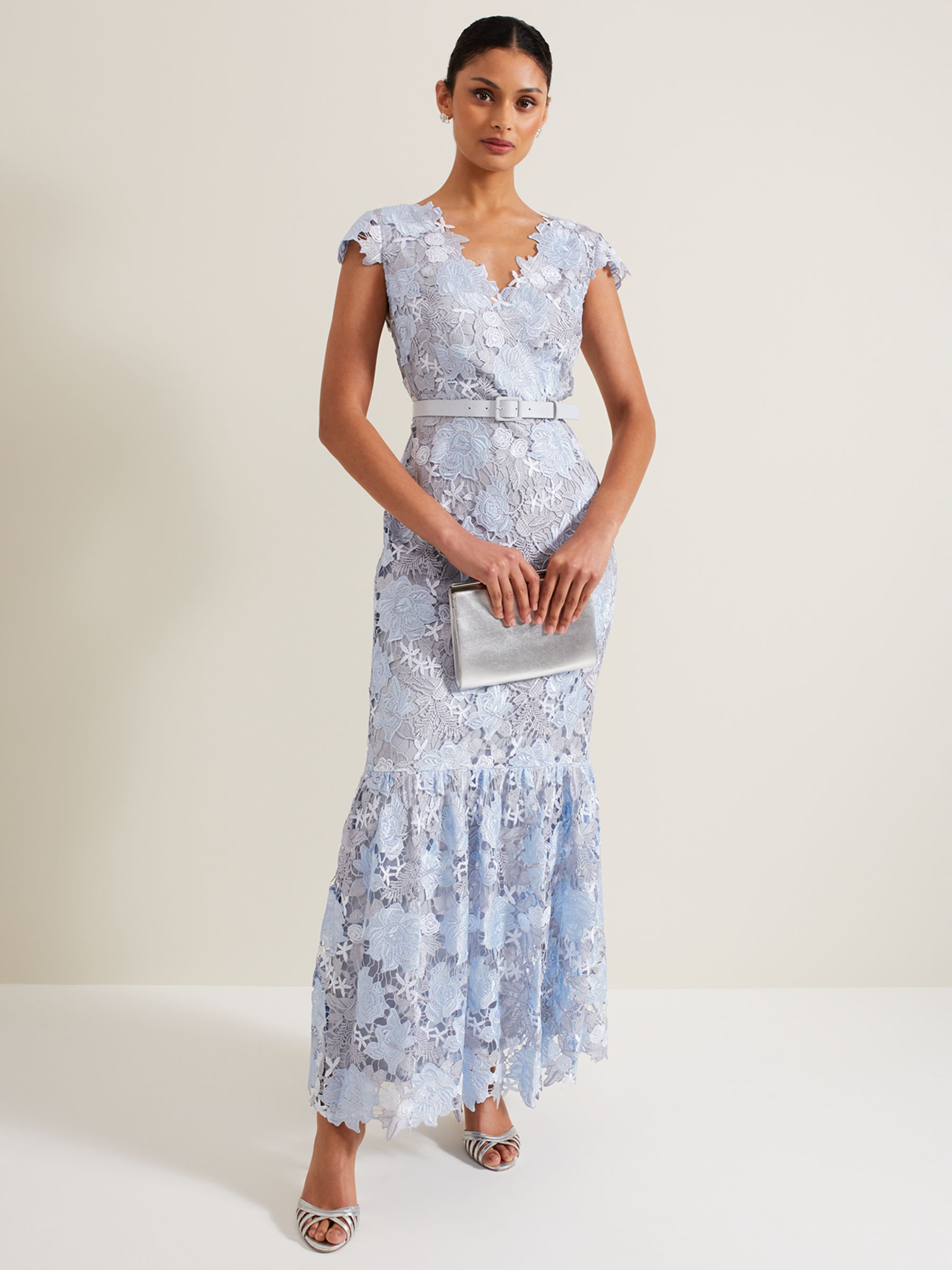 Phase Eight Collection 8 Blanche Embroidery Maxi Dress, Blue/Multi, 6