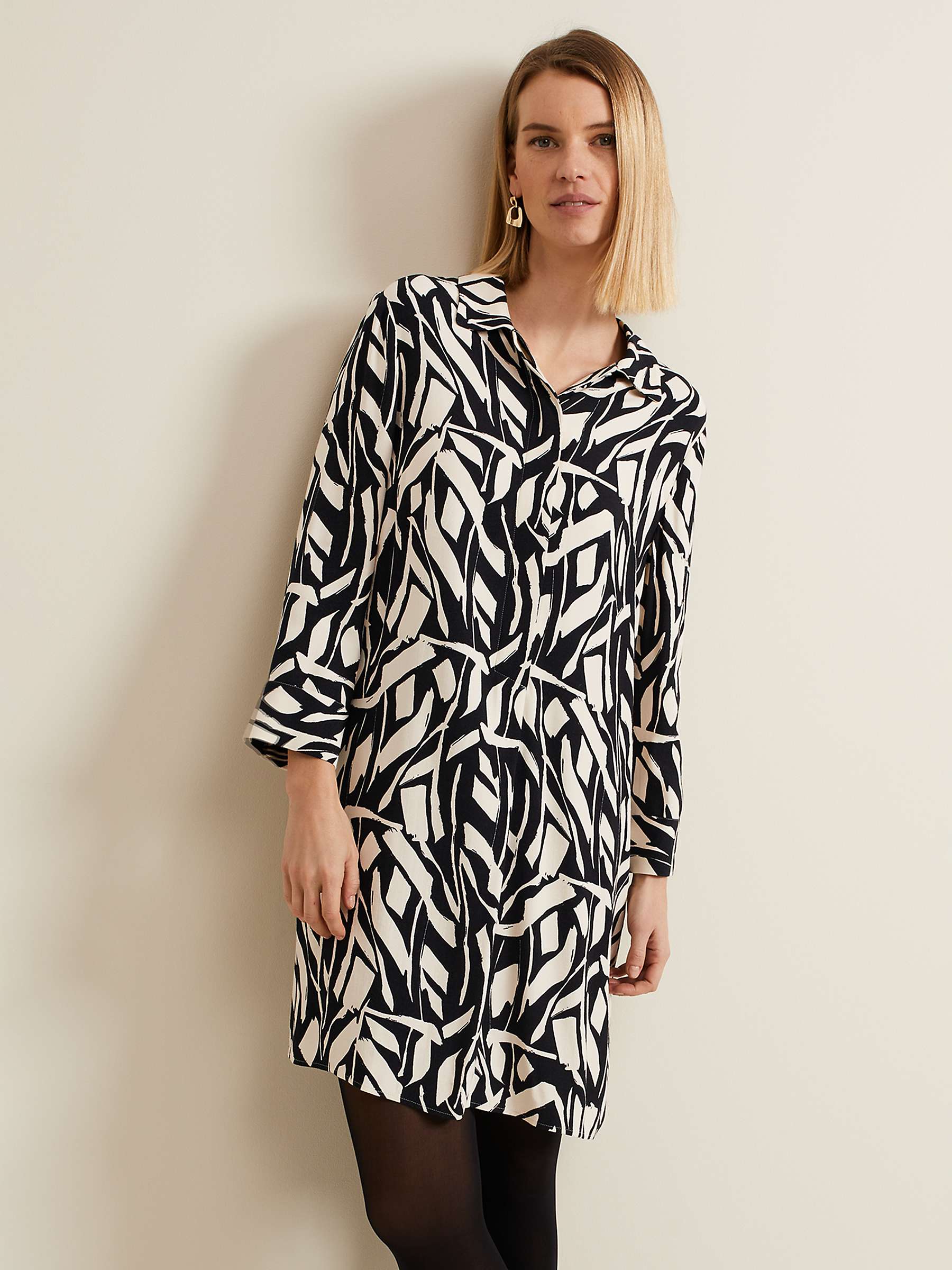 Buy Phase Eight Ruby Abstract Print Tunic Dress, Black/Cream Online at johnlewis.com