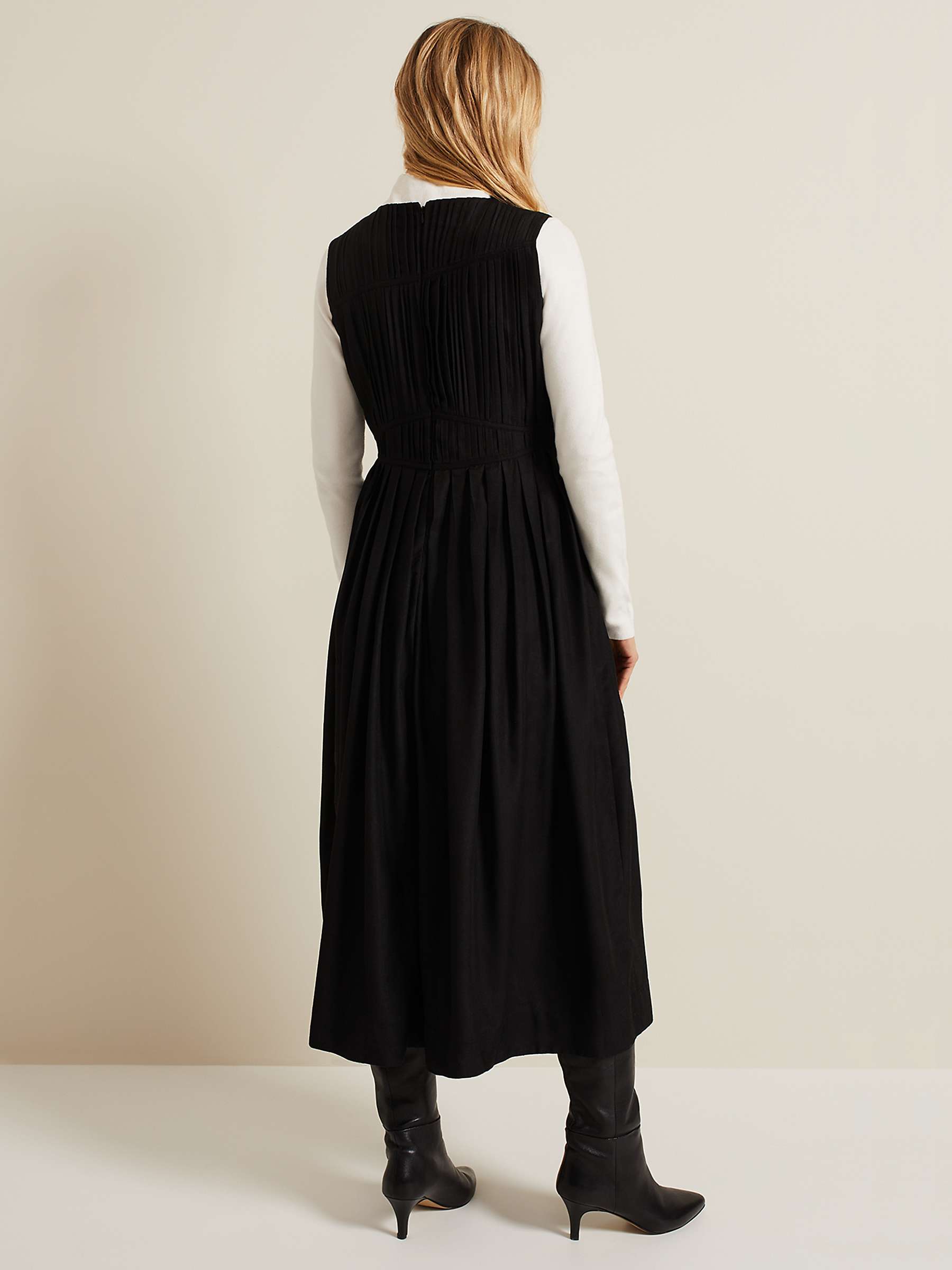 Buy Phase Eight Nala Pleated Midi Dress, Black Online at johnlewis.com