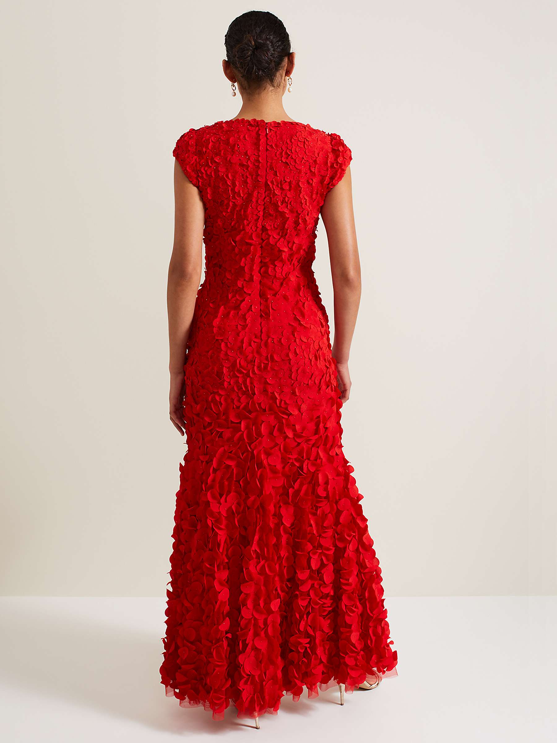 Buy Phase Eight Charlene Ruffle Maxi Dress, Red Online at johnlewis.com