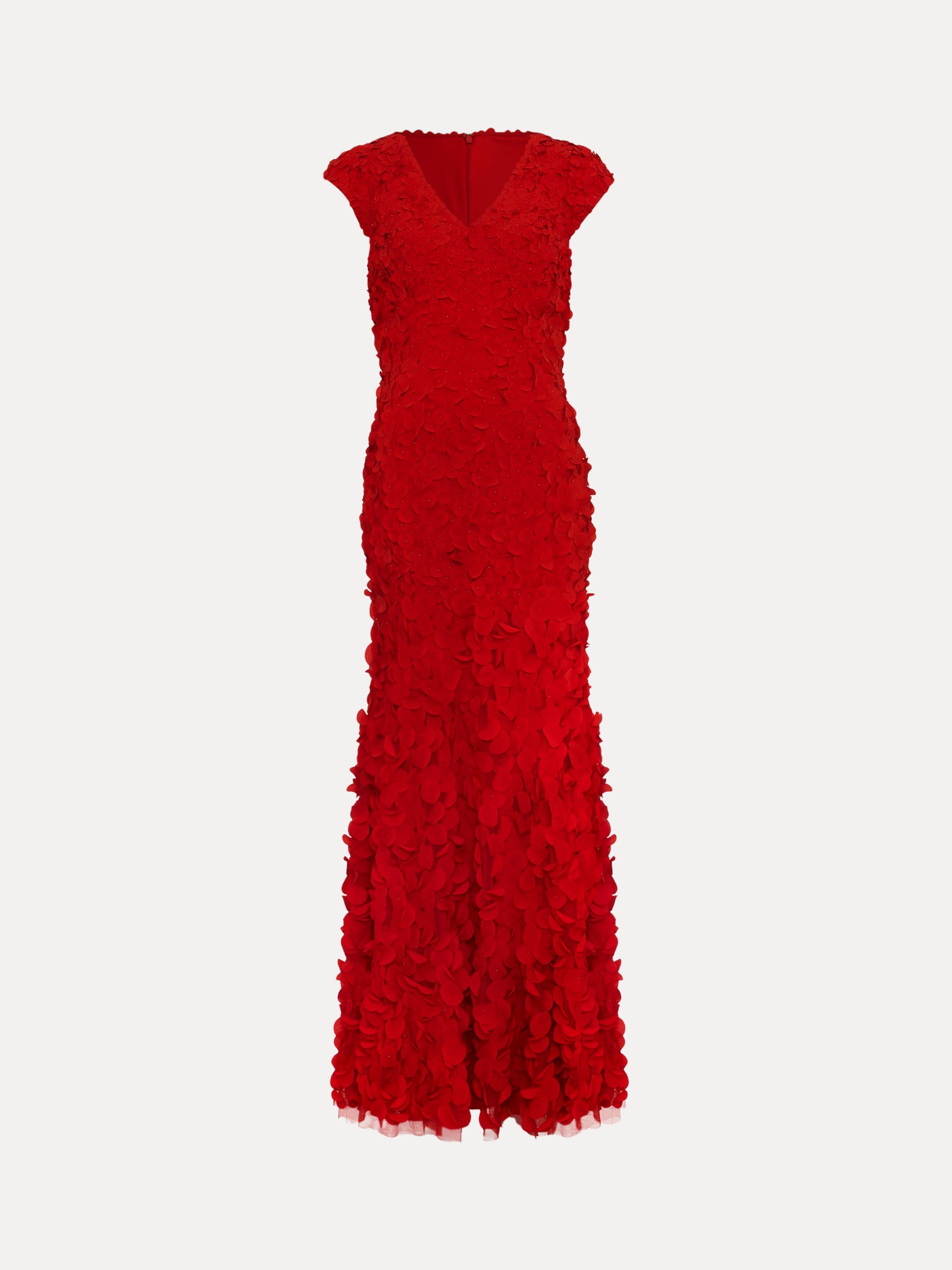 Phase Eight Charlene Ruffle Maxi Dress, Red, 16