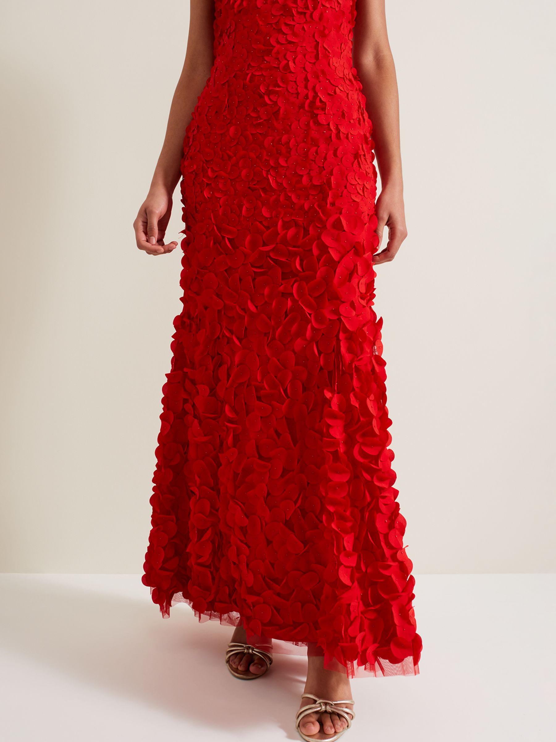 Buy Phase Eight Charlene Ruffle Maxi Dress, Red Online at johnlewis.com