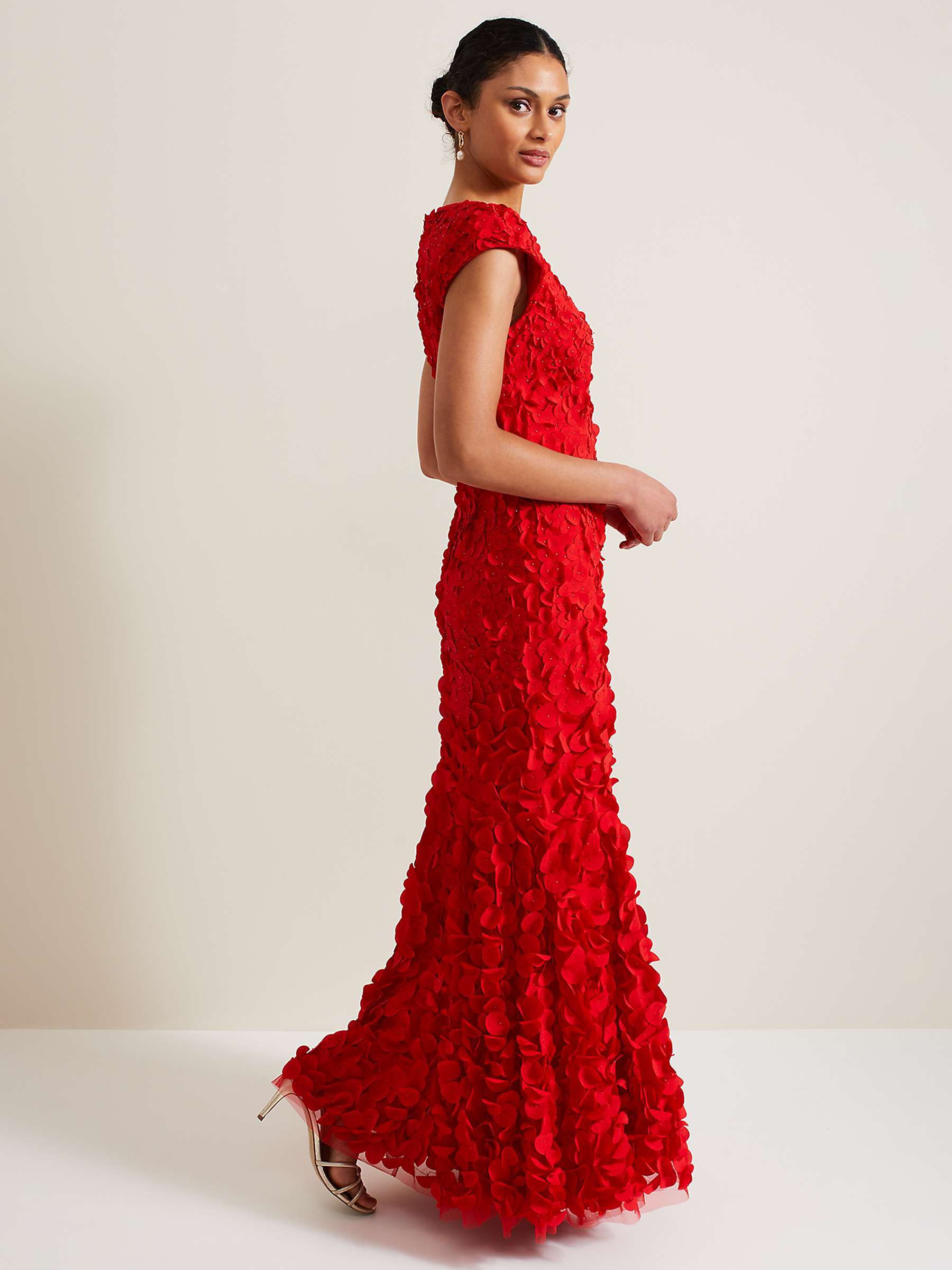 Buy Phase Eight Charlene Ruffle Maxi Dress, Red Online at johnlewis.com