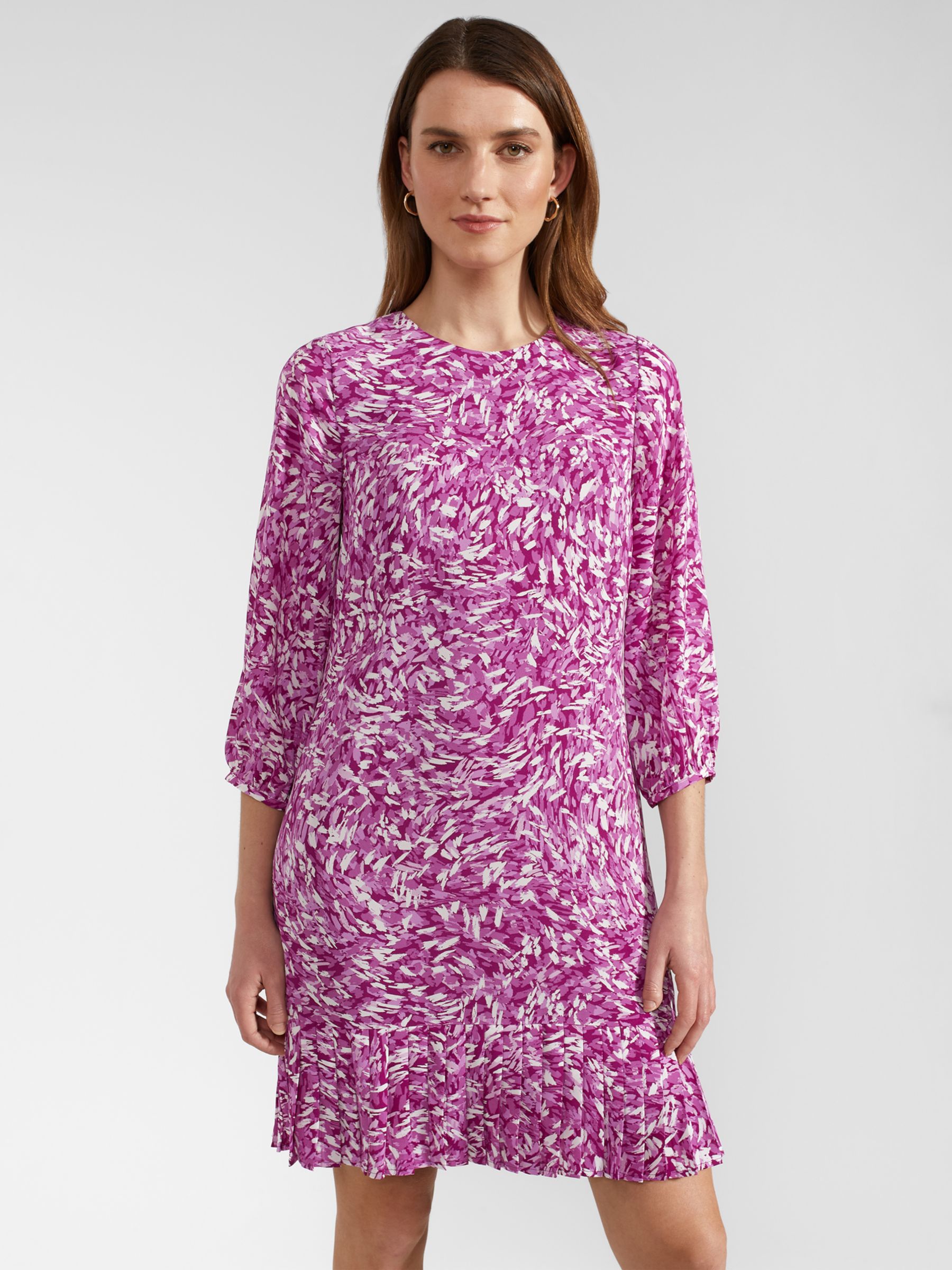 Hobbs Petite Liana Abstract Print Dress, Purple/Multi, 10