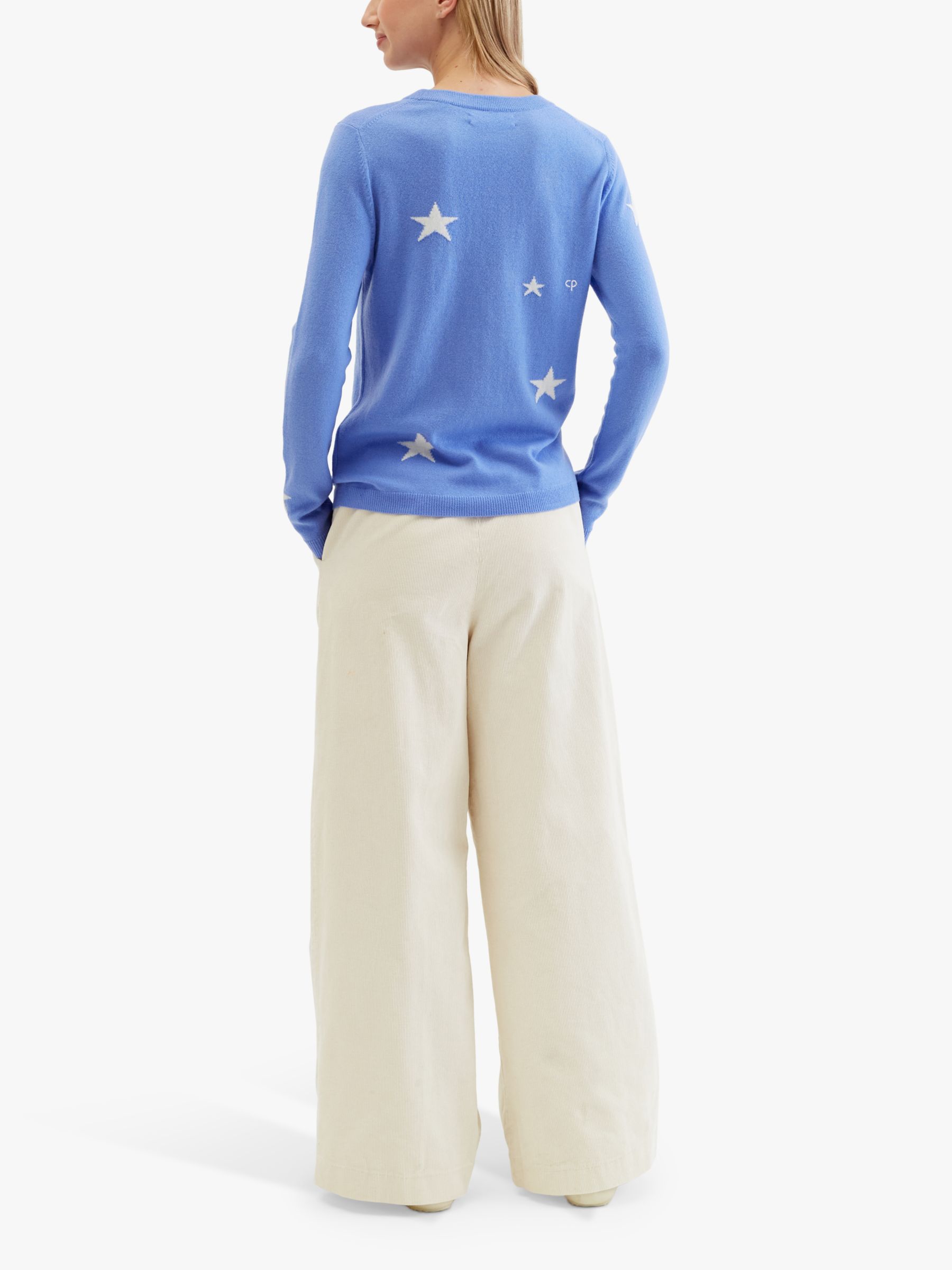 Chinti & Parker Wool Cashmere Blend Star Jumper, Powder Blue/Cream, XS