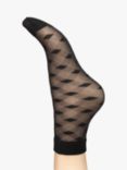 Charnos Sheer Diamond Ankle Socks, Black