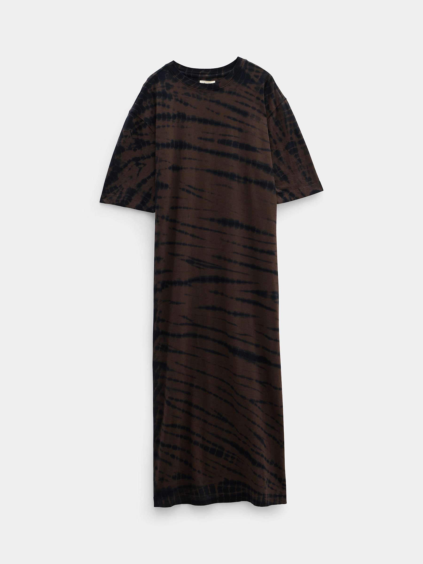 Buy HUSH Addie Diagonal Tie Dye Midi T-Shirt Dress, Brown Online at johnlewis.com