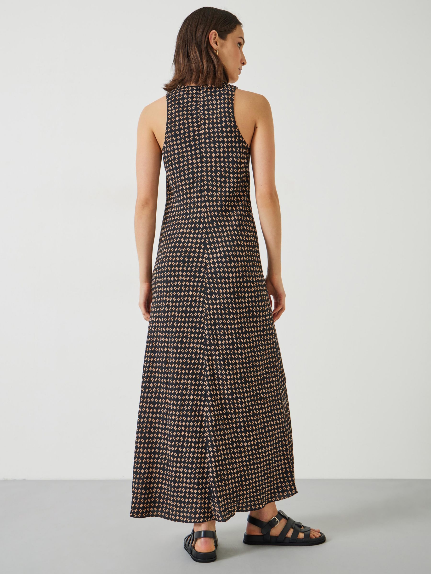 HUSH Imani Contrast Geometric Print Maxi Dress, Brown, 14