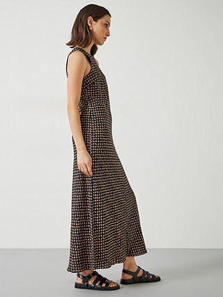 HUSH Imani Contrast Geometric Print Maxi Dress, Brown