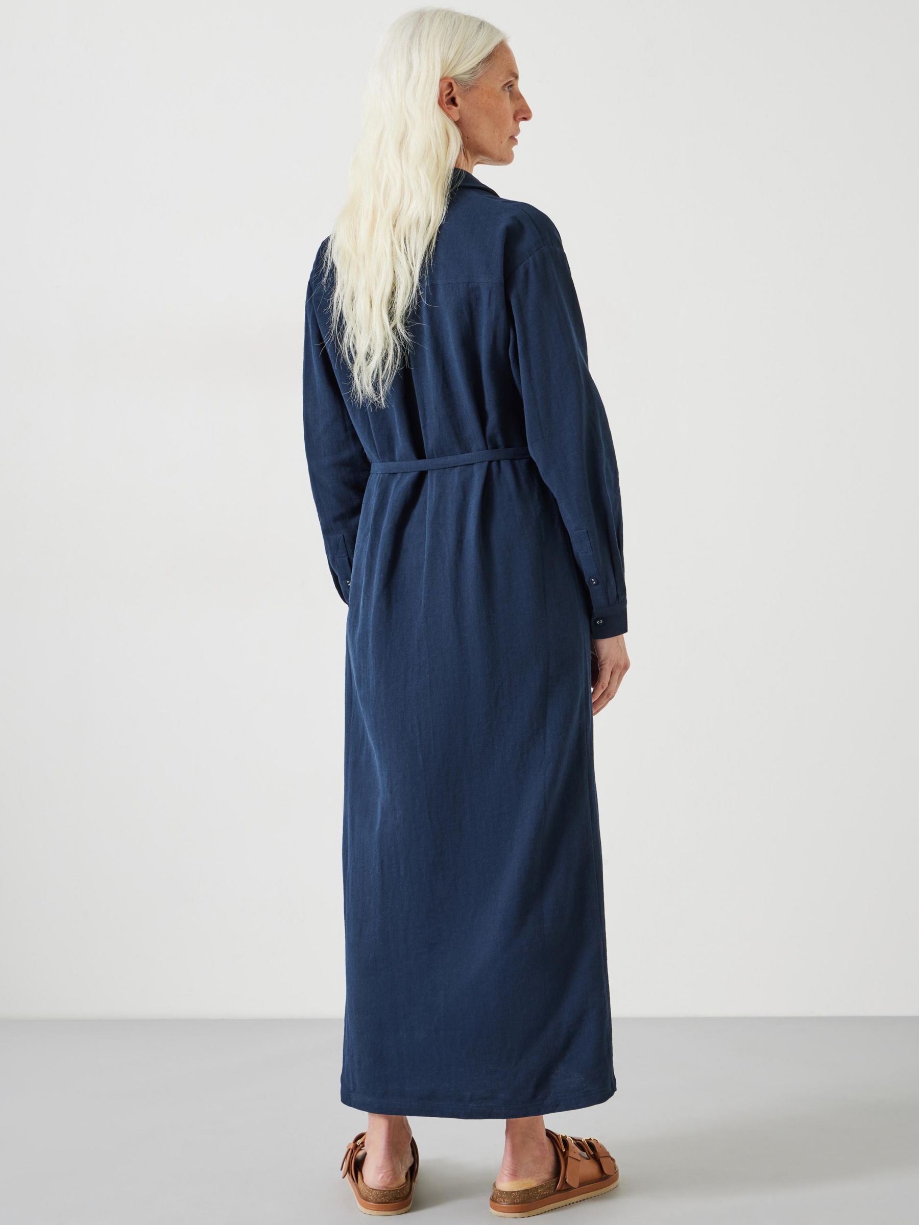 Buy HUSH Florence Linen Blend Maxi Shirt Dress, Midnight Navy Online at johnlewis.com