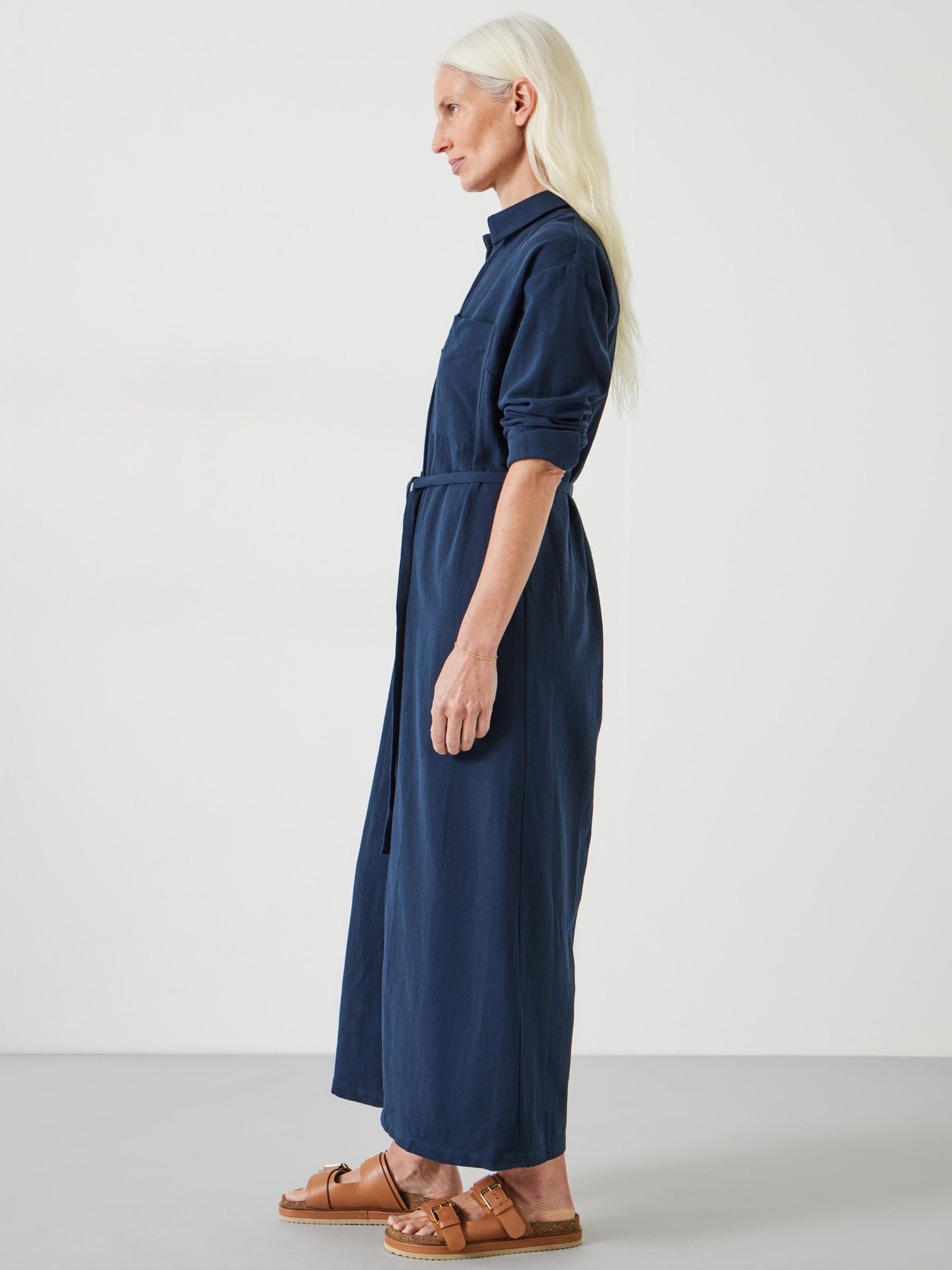 Buy HUSH Florence Linen Blend Maxi Shirt Dress, Midnight Navy Online at johnlewis.com