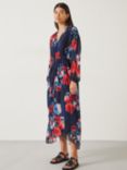 HUSH Clarette Blurred Floral Midaxi Chiffon Dress, Black/Multi