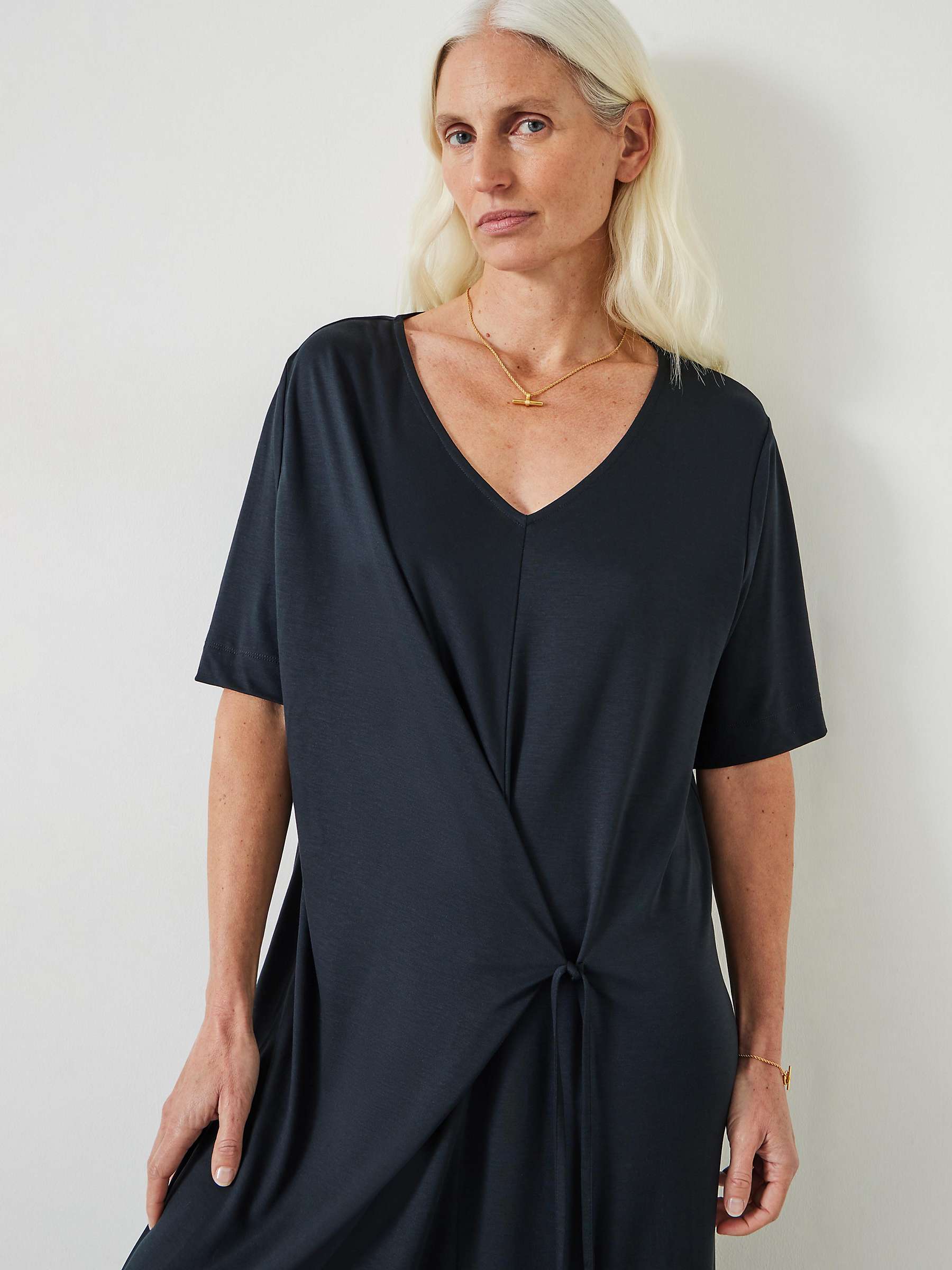 Buy HUSH Rowley Jersey Tie Front Maxi Dress, Washed Black Online at johnlewis.com