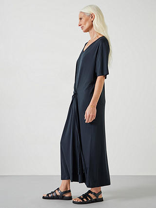 HUSH Rowley Jersey Tie Front Maxi Dress, Washed Black