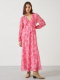 HUSH Wray Painted Floral Print Maxi Dress, Pink/Multi