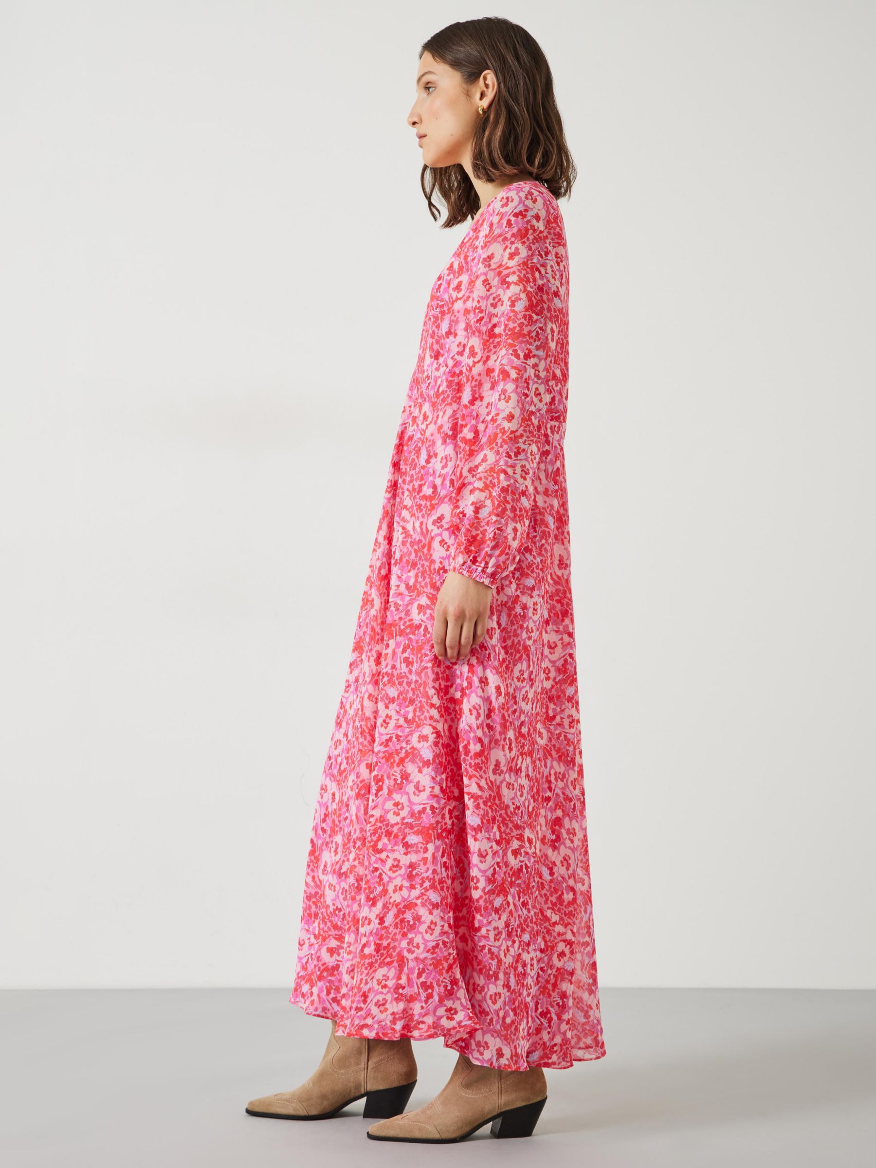 Buy HUSH Wray Painted Floral Print Maxi Dress, Pink/Multi Online at johnlewis.com