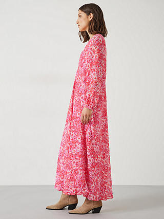 HUSH Wray Painted Floral Print Maxi Dress, Pink/Multi