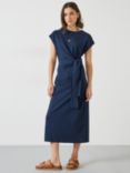 HUSH Trinny Midi Cotton Jersey Dress, Midnight Navy