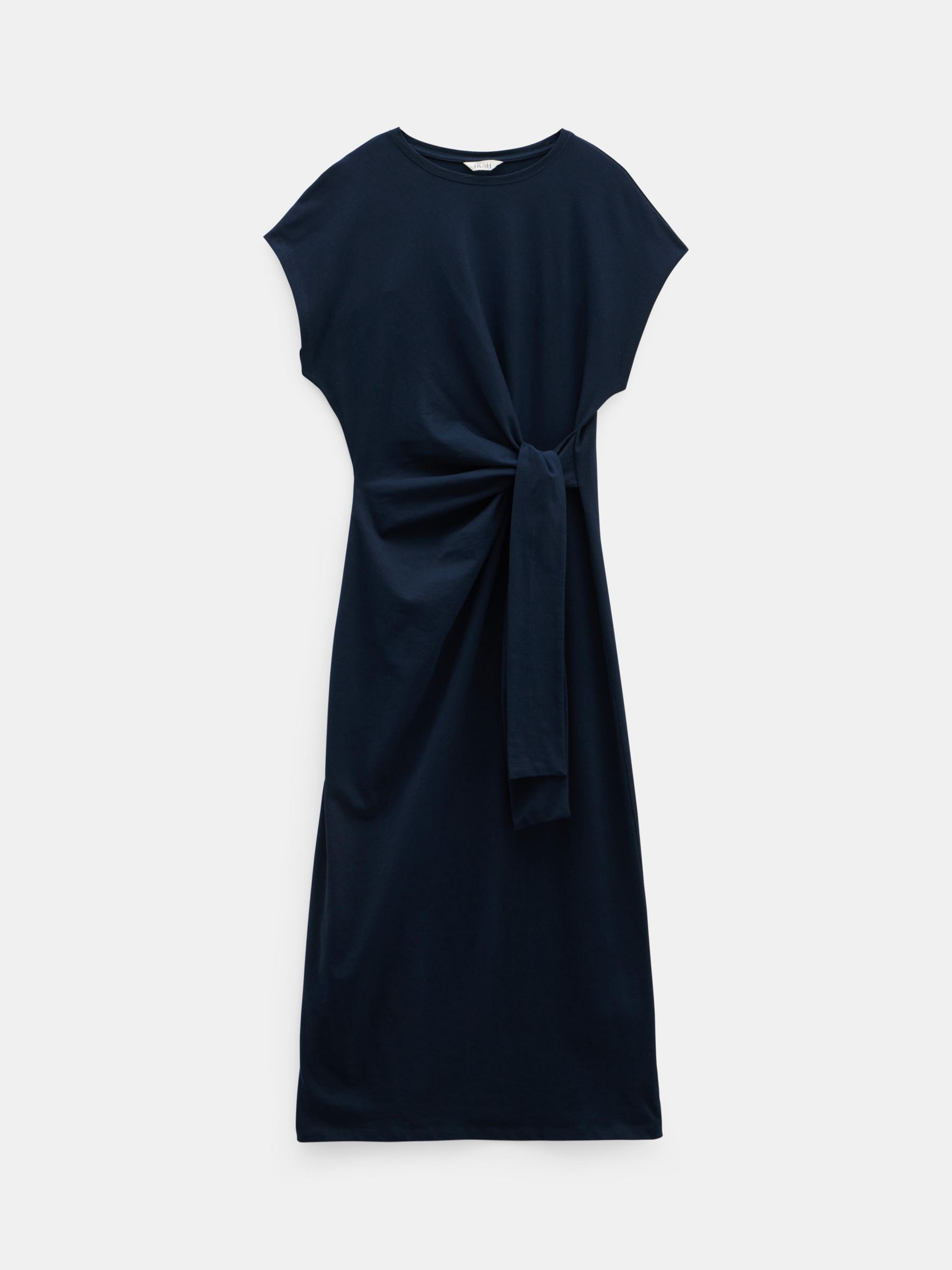 HUSH Trinny Midi Cotton Jersey Dress, Midnight Navy, 4