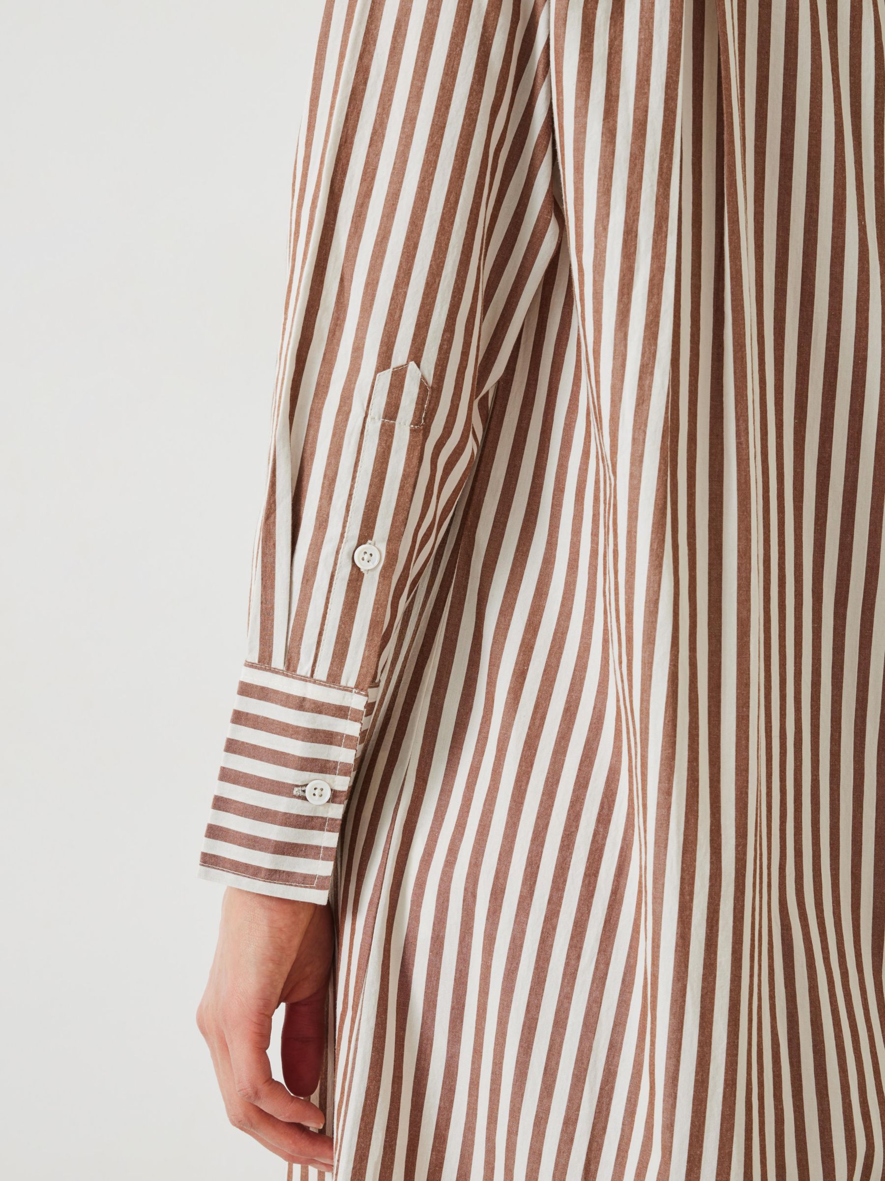 HUSH Sahra Striped Shirt Dress, Brown/White, 8