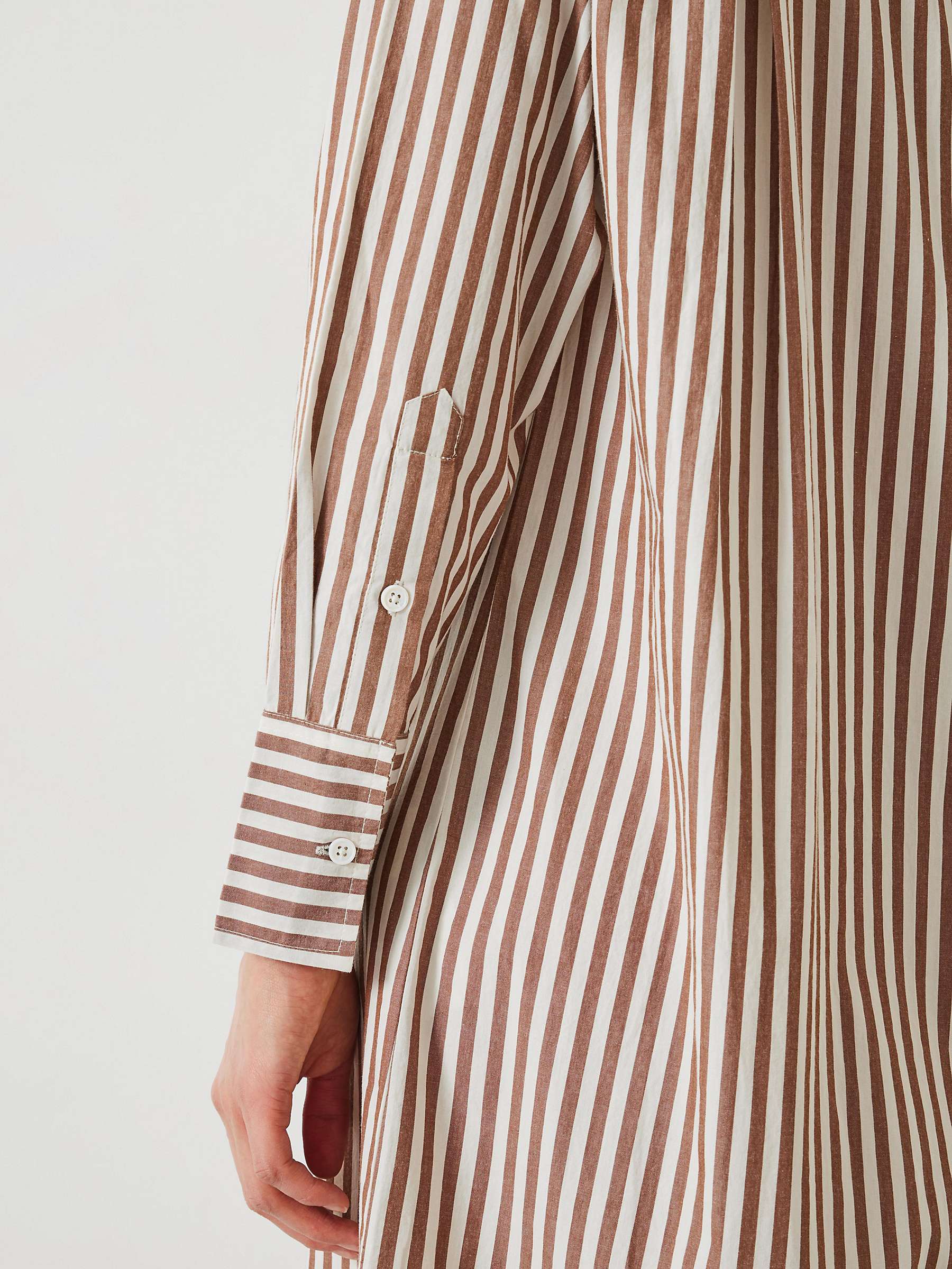 Buy HUSH Sahra Striped Shirt Dress, Brown/White Online at johnlewis.com