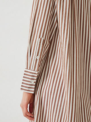 HUSH Sahra Striped Shirt Dress, Brown/White