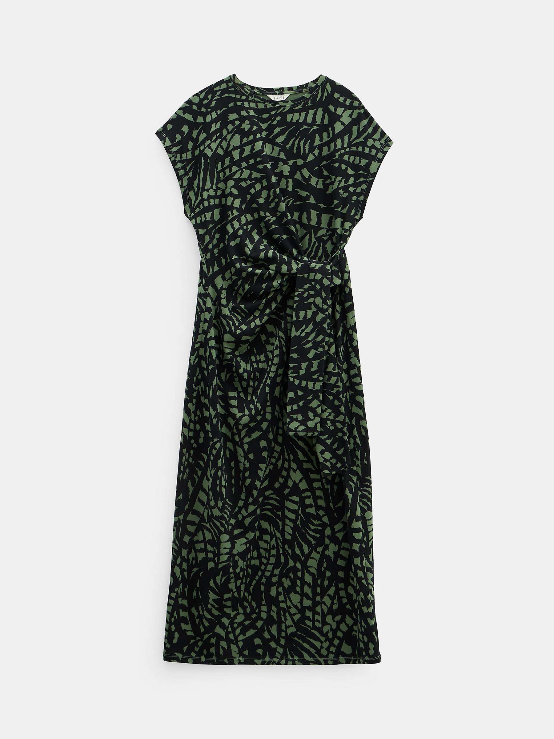 Buy HUSH Trinny Abstract Print Midi Cotton Jersey Dress, Charcoal/Green Online at johnlewis.com