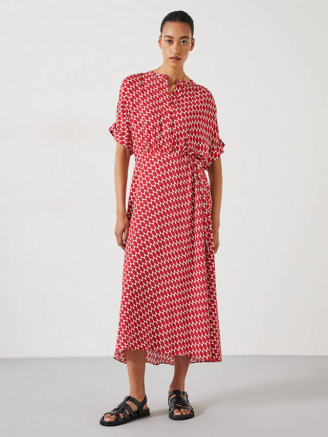 HUSH Keisha Geometric Print Maxi Shirt Dress, Geo Star Red