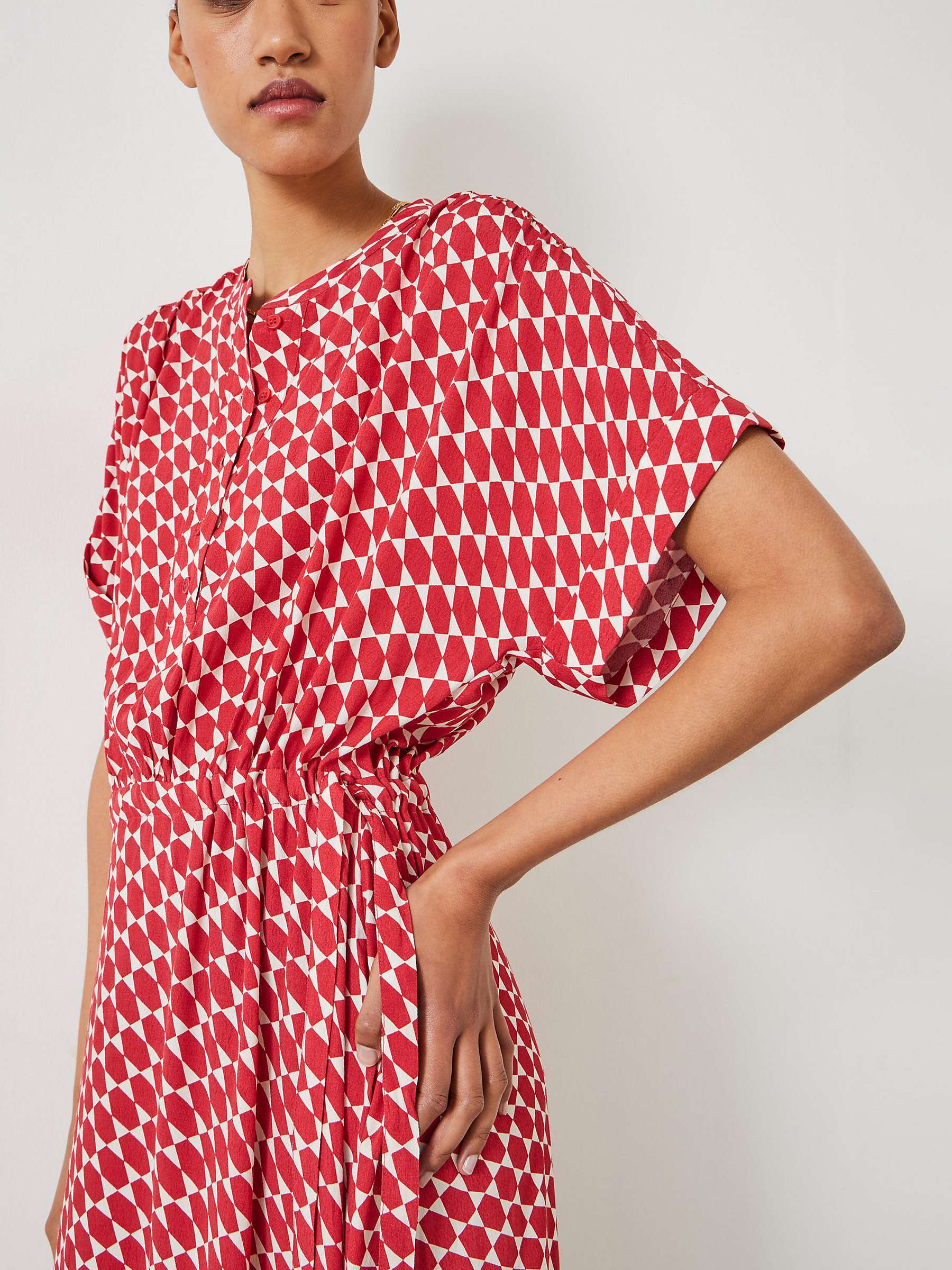 Buy HUSH Keisha Geometric Print Maxi Shirt Dress, Geo Star Red Online at johnlewis.com