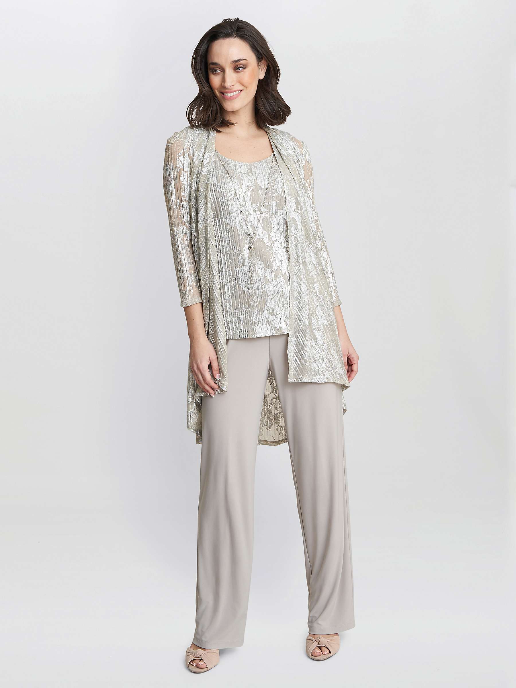 Buy Gina Bacconi Mabel Three Piece Jacquard Trouser Suit, Champagne Online at johnlewis.com