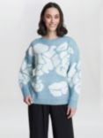 Gina Bacconi Layton Floral Print Jumper, Blue