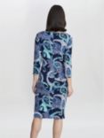 Gina Bacconi Alyssa Printed Jersey Cowl Neck Dress, Navy/Green