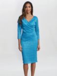 Gina Bacconi Melody Lace Wrap Dress, Turquoise