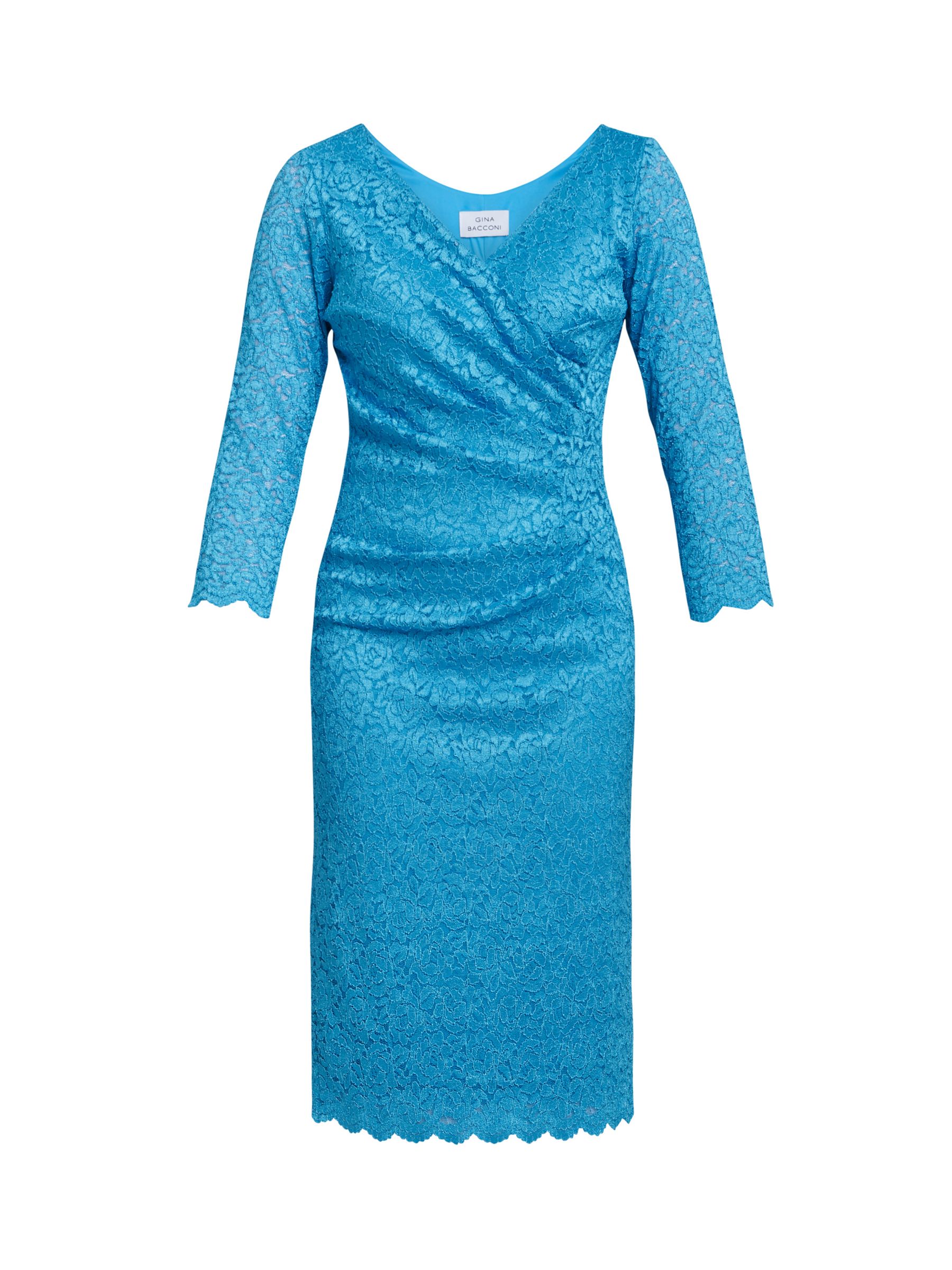 Buy Gina Bacconi Melody Lace Wrap Dress, Turquoise Online at johnlewis.com