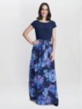 Gina Bacconi Carmen Printed Maxi With Tie Belt, Navy/Multi