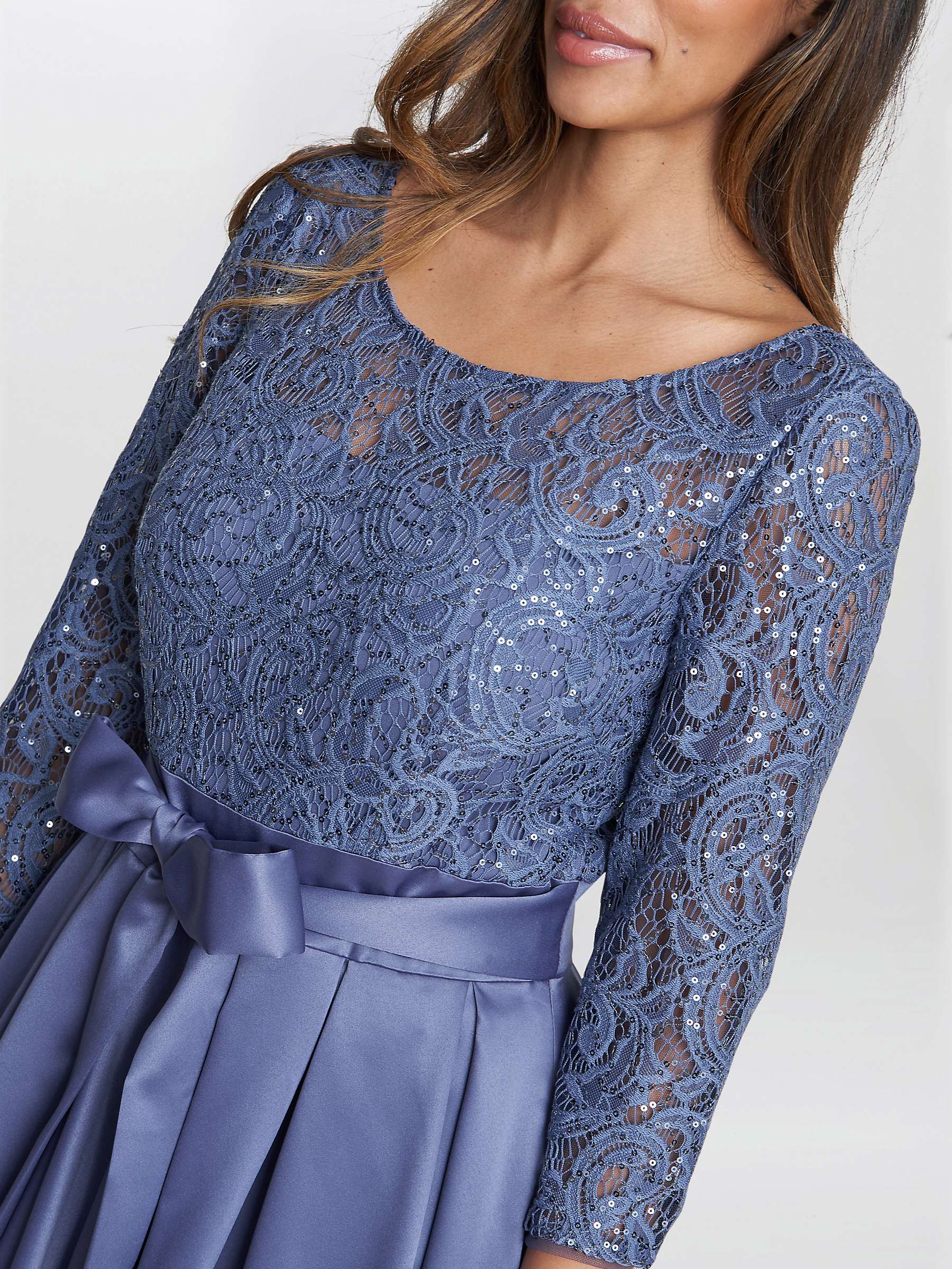Buy Gina Bacconi Lace Bodice Satin Skirt Maxi Dress, Wedgewood Online at johnlewis.com