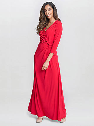 Gina Bacconi Celine Jersey Wrap Maxi Dress, Red
