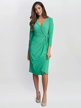 Gina Bacconi Twist Detail A-Line Jersey Dress, Jade