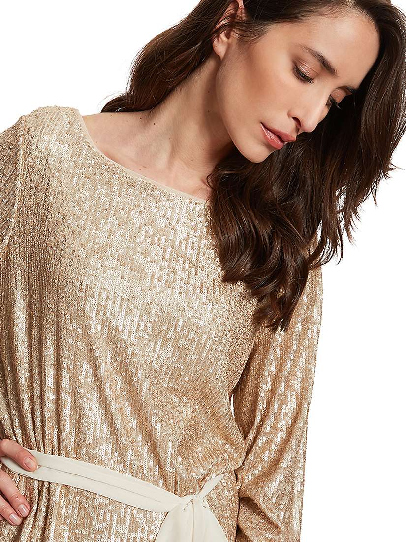Buy Gina Bacconi Lonika Stretch Sequin Blouse, Gold Online at johnlewis.com