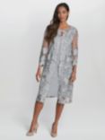 Gina Bacconi Savoy Embroidered Lace Mock Jacket With Jersey Dress, Dove