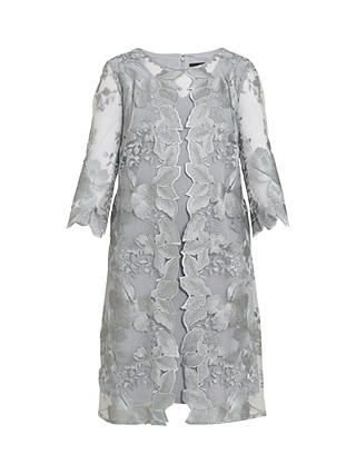 Gina Bacconi Savoy Embroidered Lace Mock Jacket With Jersey Dress, Dove