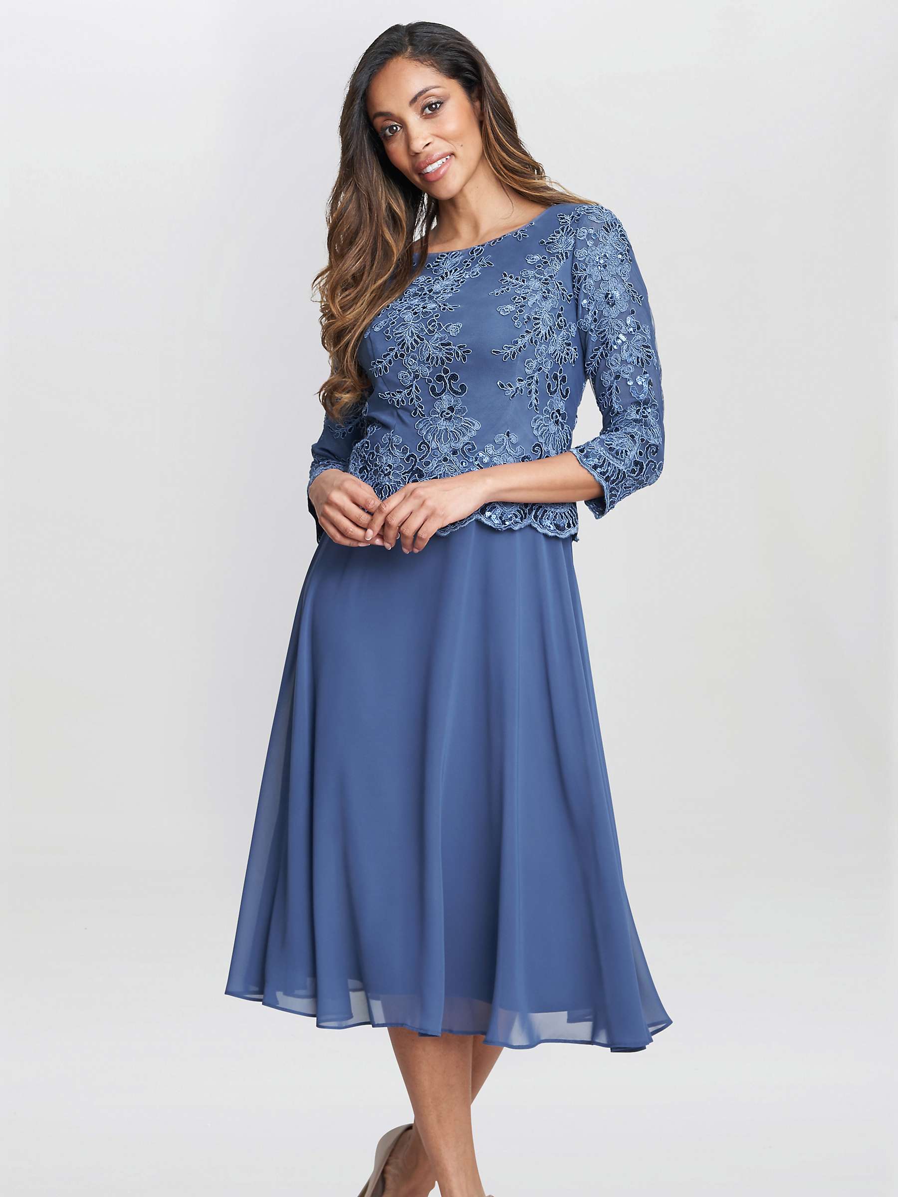 Buy Gina Bacconi Embellished Bodice A-Line Dress, Blue Online at johnlewis.com