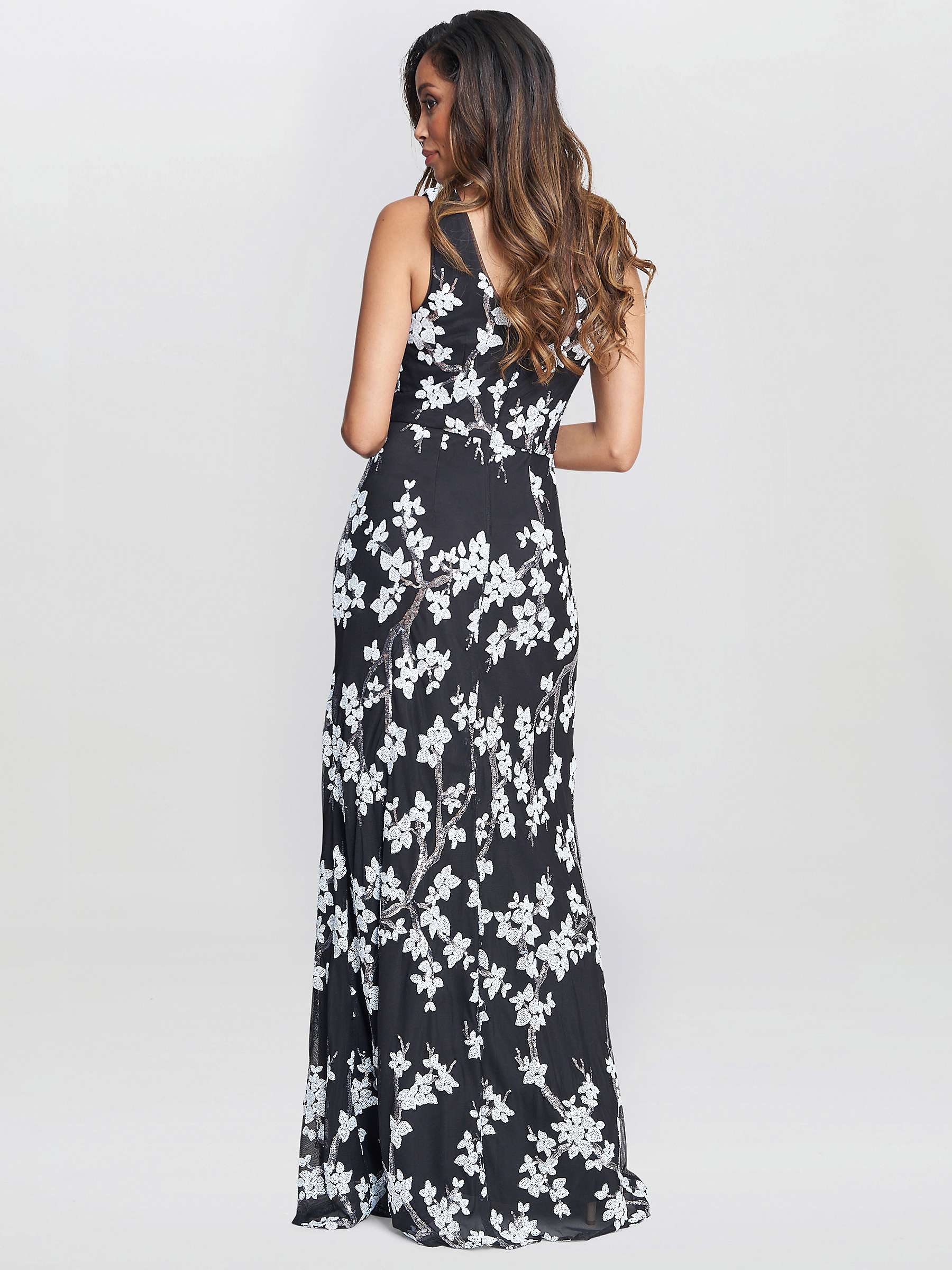 Buy Gina Bacconi Flavia Floral Maxi Dress, Black/White Online at johnlewis.com