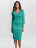 Gina Bacconi Melody Lace Wrap Dress,  Jade