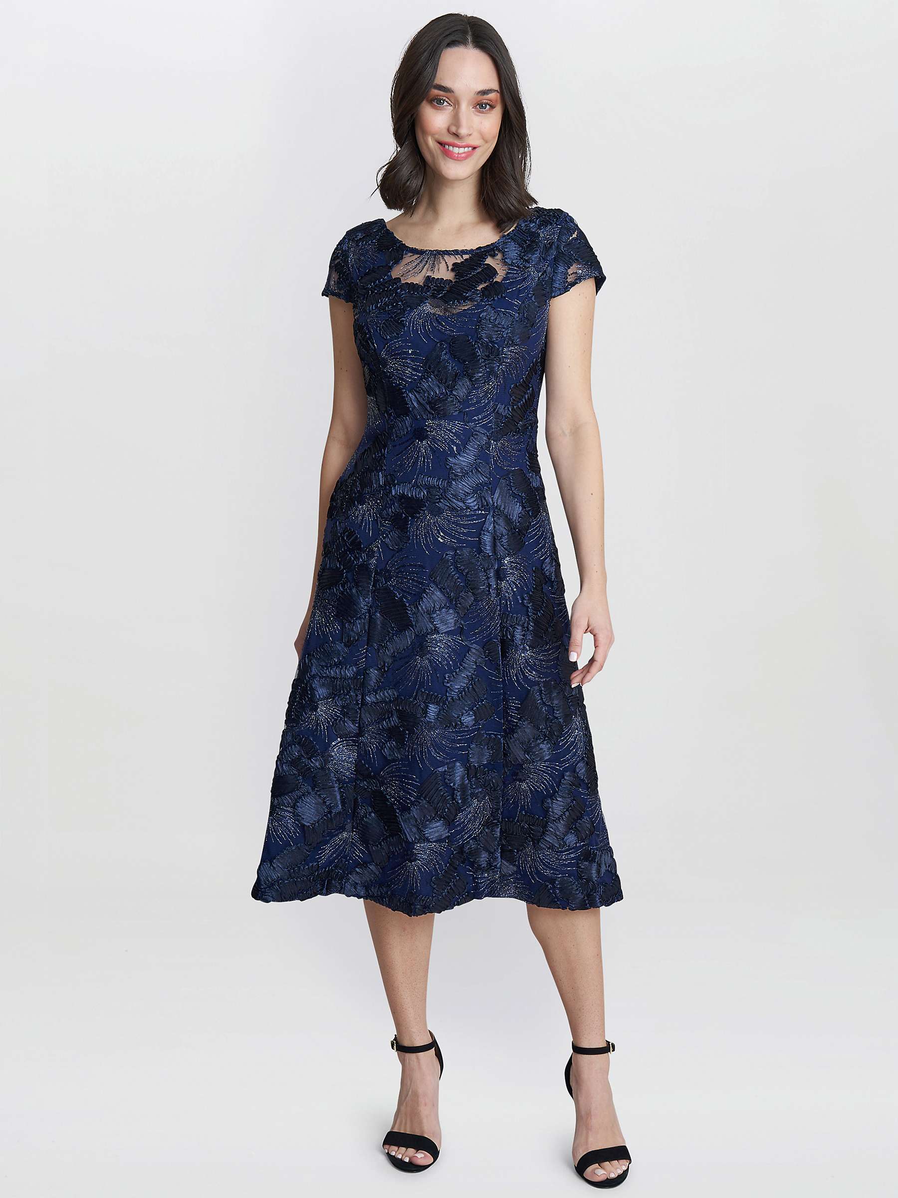 Buy Gina Bacconi Abella Illusion Jewel Floral Dress, Navy Online at johnlewis.com