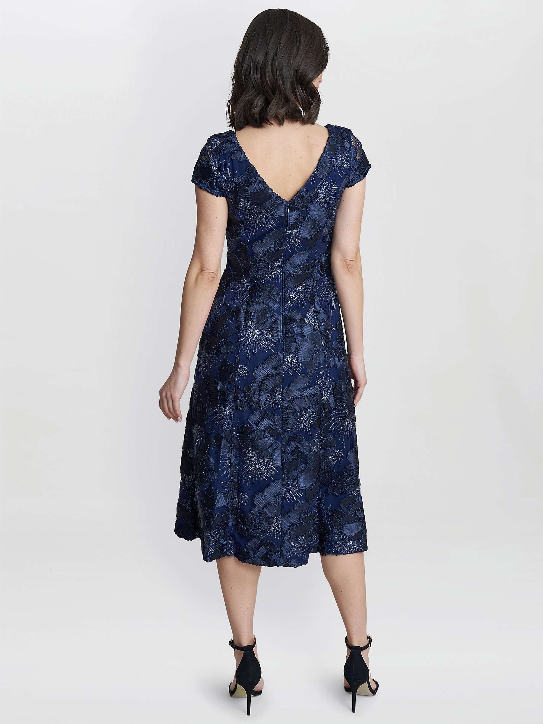Buy Gina Bacconi Abella Illusion Jewel Floral Dress, Navy Online at johnlewis.com